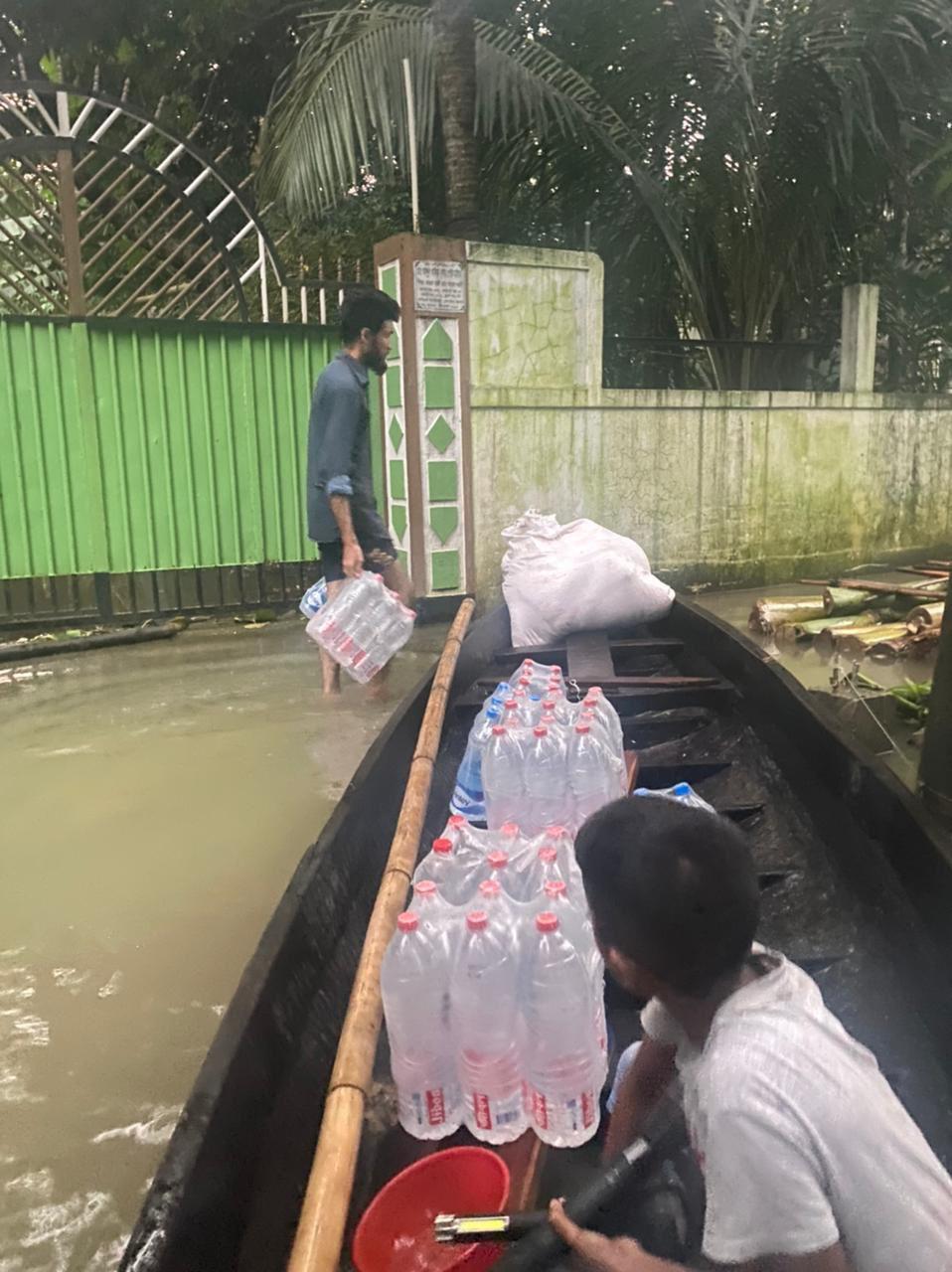 Emergency supplies being delivered during flooding